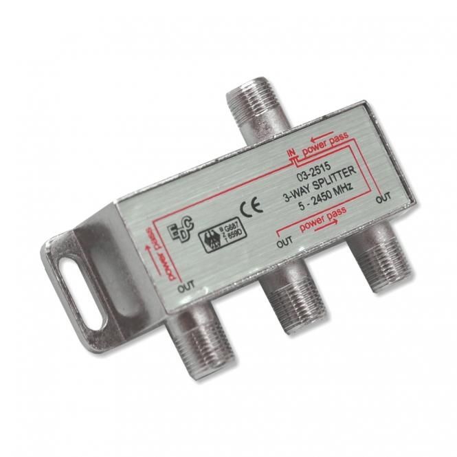SAT-Verteiler 3-fach, Splitter, F-Anschlüsse SAT-Verteiler 3-fach, Splitter, F-Anschlüsse von Stecker und Dosen
