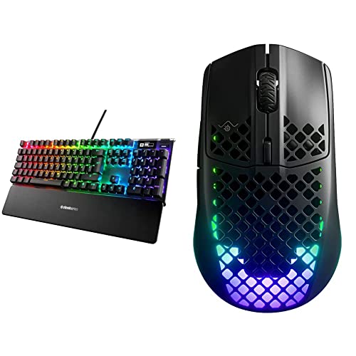 SteelSeries 64627 Apex Pro – Mechanische Gaming-Tastatur – Mechanischen Tasten mit anpassbarer Betätigung & 62604 Aerox 3 Wireless - Superleichte kabellose Gaming-Maus-200 Stunden Akkulaufzeit Schwarz von SteelSeries