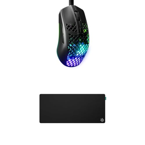 SteelSeries Aerox 3 Onyx - Superleichte Gaming-Maus - Optischer TrueMove Core Sensor mit 8,5K CPI QcK XL Performance Balance Gaming-Mauspad 900x400mm von SteelSeries
