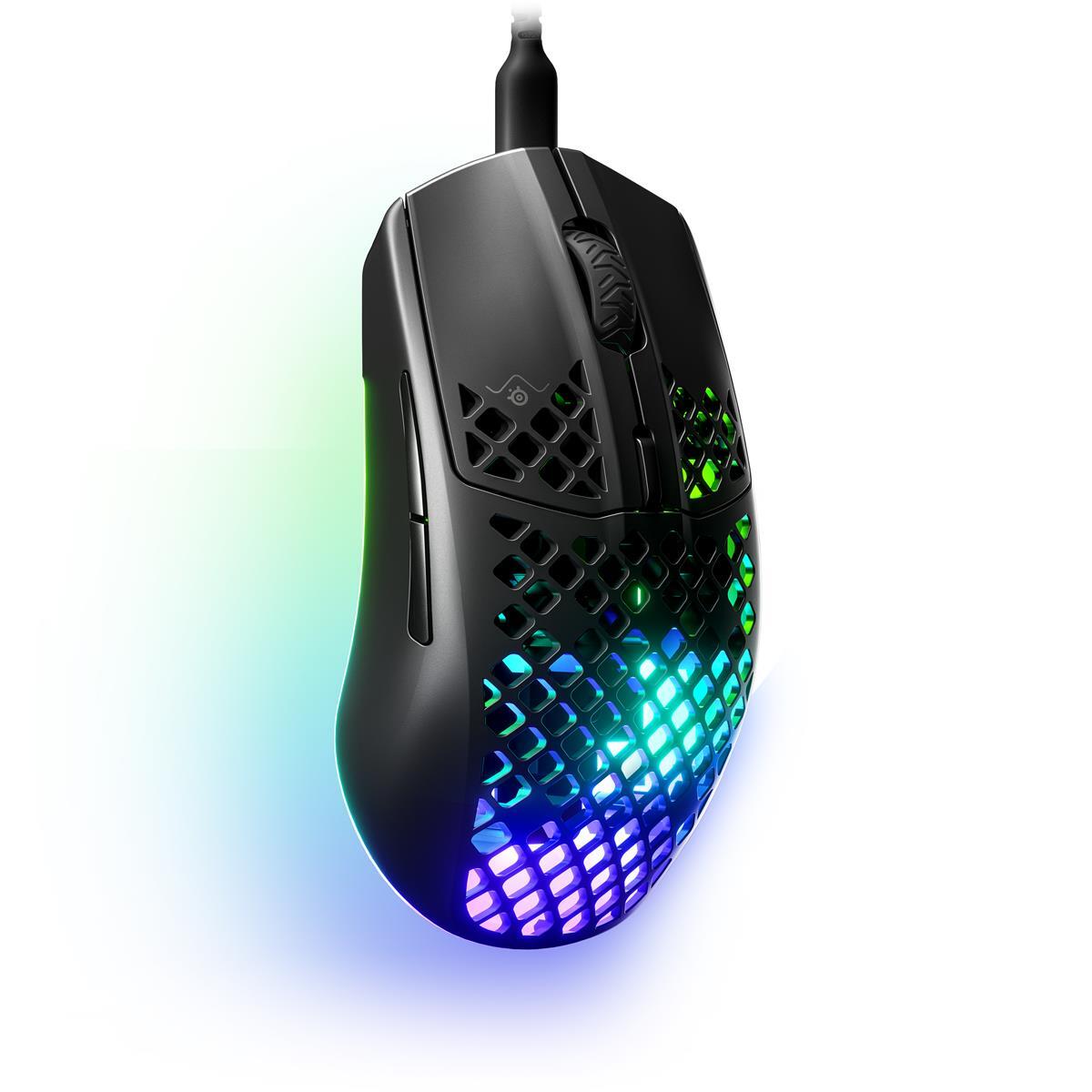 SteelSeries Aerox 3 Onyx Ultraleichte Gaming Maus (2022) - kabelgebunden, 8.500 CPI TrueMove Core optischer Sensor, Aquabarrier von SteelSeries