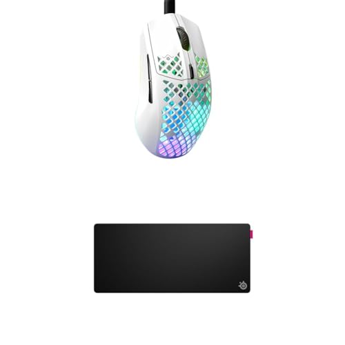 SteelSeries Aerox 3 Snow - Superleichte Gaming-Maus - Optischer TrueMove Core Sensor mit 8,5K CPI QcK XL Performance Speed Gaming-Mauspad 900x400mm von SteelSeries