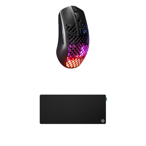 SteelSeries Aerox 3 Wireless Onyx - RGB Gaming-Mouse - Federleichtes wasserabweisendes Design - Optischer TrueMove Air-Sensor 18K DPI QcK XL Performance Balance Gaming-Mauspad 900x400mm SteelSeries Aerox 3 Wireless Onyx - RGB Gaming-Mouse - Federleichtes wasserabweisendes Design - Optischer TrueMove Air-Sensor 18K DPI QcK XL Performance Balance Gaming-Mauspad 900x400mm von SteelSeries