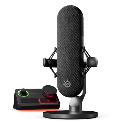 SteelSeries Alias Pro Kit – XLR-Mikrofon + Stream-Mixer – 3 Mal größere Kapsel fürs Gaming, Streaming und Podcasting – USB/XLR-Schnittstelle – Benutzerdefinierte Steuerung – RGB – Einzel- oder Dual-PC von SteelSeries