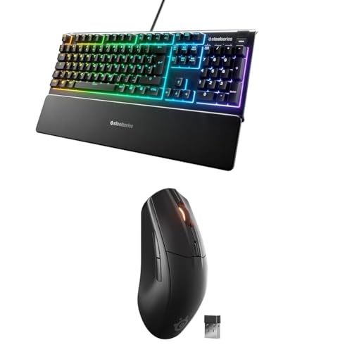 SteelSeries Apex 3 - Gaming Tastatur - 10-Zonen RGB-Beleuchtung - Deutsches QWERTZ Rival 3 Wireless Gen 2 Gaming-Maus - 2,4 GHz und Bluetooth – 18K DPI TrueMove Air-Optiksensor SteelSeries Apex 3 - Gaming Tastatur - 10-Zonen RGB-Beleuchtung - Deutsches QWERTZ Rival 3 Wireless Gen 2 Gaming-Maus - 2,4 GHz und Bluetooth – 18K DPI TrueMove Air-Optiksensor von SteelSeries