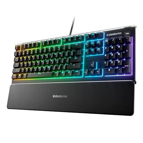 SteelSeries Apex 3 - Gaming Tastatur - 10-Zonen RGB-Beleuchtung - Premium magnetische Handballenauflage - Englisch (QWERTY) Layout von SteelSeries