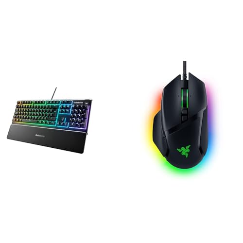 SteelSeries Apex 3 - Gaming Tastatur - 10-Zonen RGB-Beleuchtung & Razer Basilisk V3 - Kabelgebundene, anpassbare Gaming Maus von SteelSeries