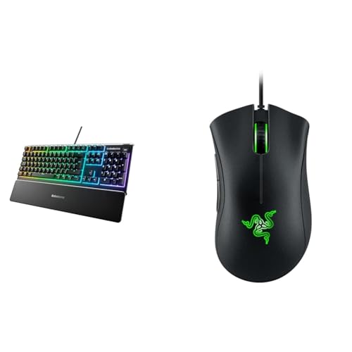 SteelSeries Apex 3 - Gaming Tastatur - 10-Zonen RGB-Beleuchtung & Razer DeathAdder Essential (2021) - Essentielle Gaming-Maus von SteelSeries