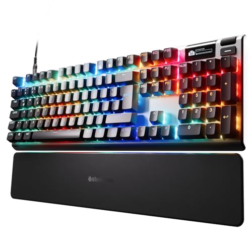 SteelSeries Apex Pro Gen 3 - HyperMagnetic Gaming-Tastatur - OmniPoint 3.0 Switches - anpassbares Ansprechverhalten - Rapid Trigger - Rapid Tap/SOCD - OLED - RGB - PBT-Keycaps - DE Layout QWERTZ von SteelSeries