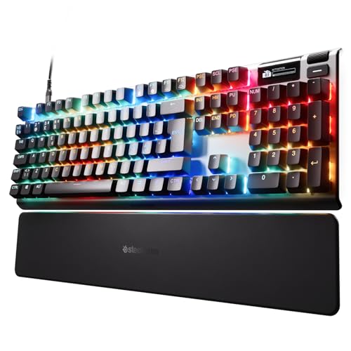 SteelSeries Apex Pro Gen 3 - HyperMagnetic Gaming-Tastatur - OmniPoint 3.0 Switches - anpassbares Ansprechverhalten - Rapid Trigger - Rapid Tap/SOCD - OLED - RGB - PBT-Keycaps - NOR Layout QWERTY von SteelSeries