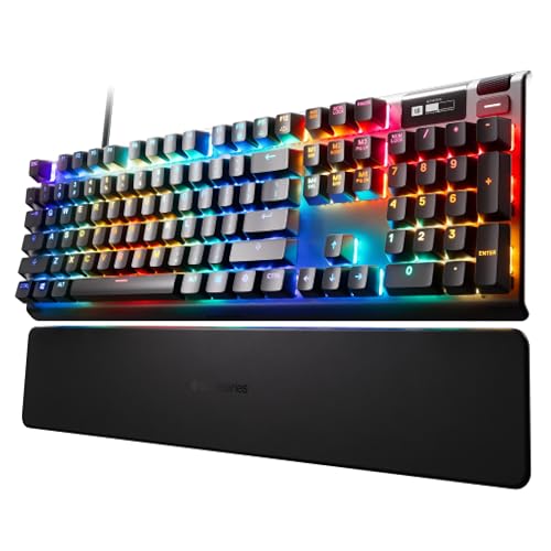 SteelSeries Apex Pro HyperMagnetic Gaming-Tastatur – Die schnellste Tastatur der Welt – Anpassbares Ansprechverhalten – OLED-Bildschirm – RGB – USB-Passthrough – Amerikanisch Tastatur (QWERTY) von SteelSeries