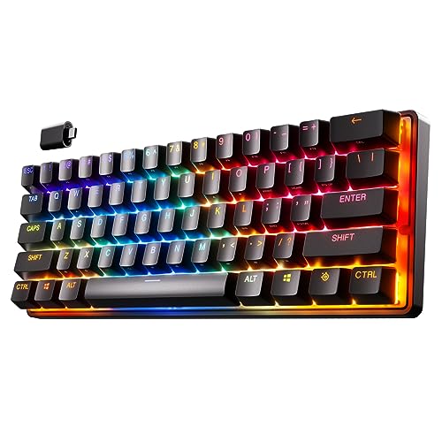 SteelSeries Apex Pro Mini Wireless HyperMagnetic Gaming-Tastatur – Die weltweit schnellste Tastatur – 60%-Formfaktor – RGB – PBT-Keycaps – Bluetooth – 2,4 GHz – USB-C – Französisches Tastatur AZERTY von SteelSeries