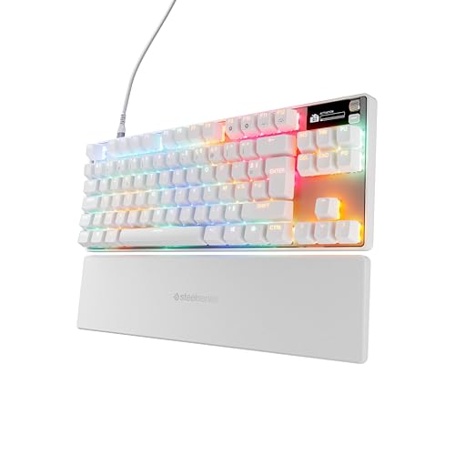 teelSeries Apex Pro TKL Gen 3 Weiß - HyperMagnetic Gaming-Tastatur - OmniPoint 3.0 Switches - Anpassbares Ansprechverhalten - Rapid Trigger - Rapid Tap/SOCD - OLED - PBT-Keycaps - USB-C - FR AZERTY von SteelSeries