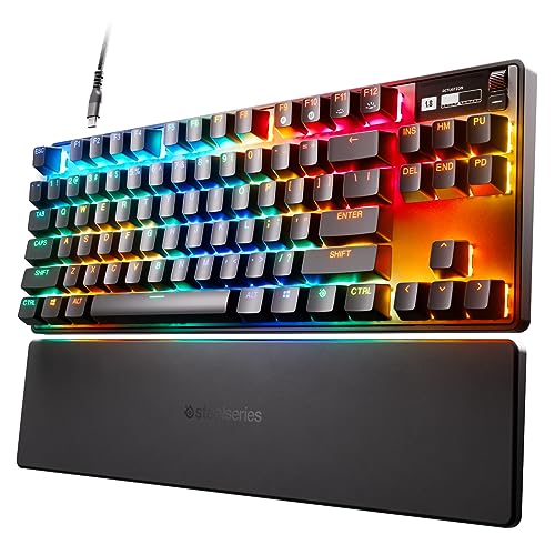 SteelSeries Apex Pro TKL HyperMagnetic Gaming-Tastatur – weltweit schnellste Tastatur – einstellbare Betätigung – Esports Tenkeyless – OLED-Bildschirm – RGB – PBT-Tastenkappen – USB-C – 2023 Edition, von SteelSeries