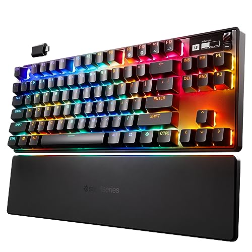 SteelSeries Apex Pro TKL Wireless HyperMagnetic Gaming-Tastatur – E-Sports TKL-Formfaktor – Anpassbares Ansprechverhalten – PBT-Keycaps – Bluetooth – 2,4 GHz– USB-C – Deutsches Tastatur (QWERTZ) von SteelSeries