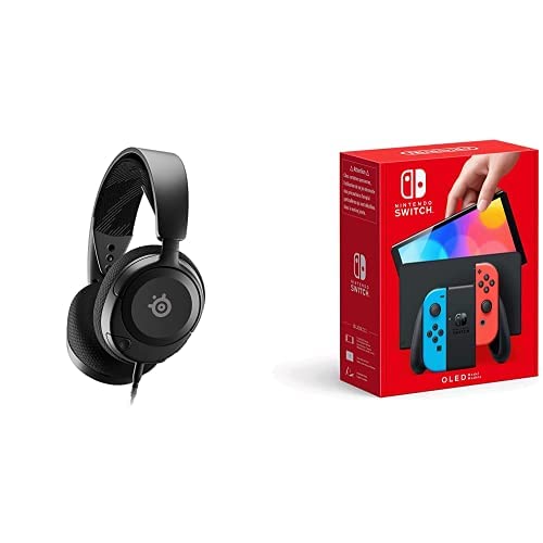 SteelSeries Arctis Nova 1 - Multi-System Gaming-Headset 360° Surround-Sound – AirWeave Memory Foam-Ohrpolster – Mikrofon mit Geräuschunterdrückung– Schwarz + Nintendo Switch-Konsole (OLED-Modell) Weiß von SteelSeries