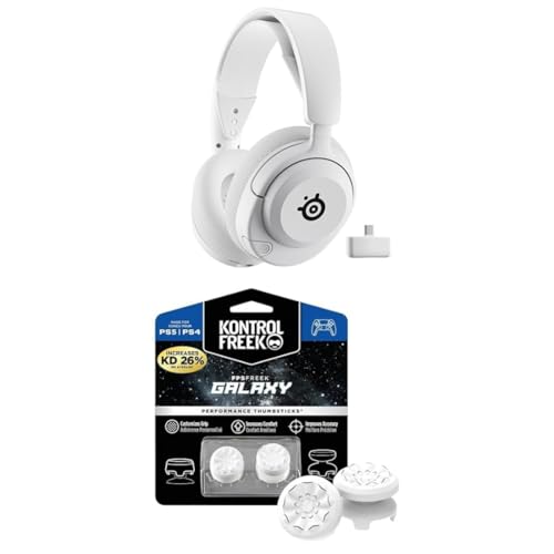 SteelSeries Arctis Nova 5P Wireless PS5 Gaming Headset - Magnetische Neodym-Treiber - 100+ Audio Presets + KontrolFreek FPS Freek Galaxy White für Playstation (PS4/PS5) - Performance Thumbsticks von SteelSeries