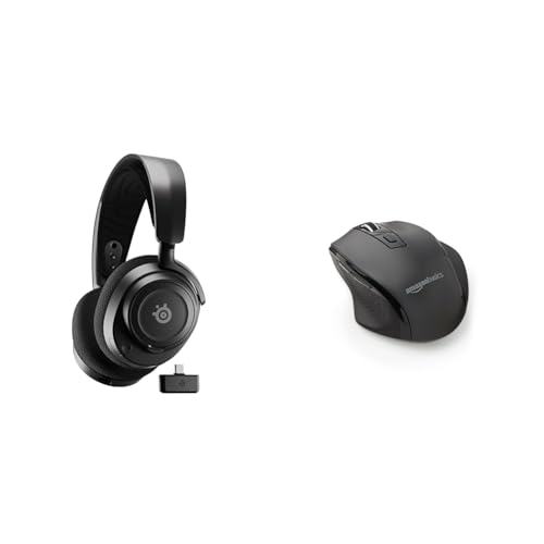 SteelSeries Arctis Nova 7 - Wireless Gaming-Headset mit Multi-System-Kompatibilität & Amazon Basics Ergonomische kabellose USB Maus - DPI einstellbar - Schwarz von SteelSeries