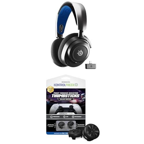 SteelSeries Arctis Nova 7P Wireless Playstation Gaming-Headset - 2,4 GHz & Mischbarer Bluetooth-Sound + KontrolFreek FPS Freek Galaxy Black für Playstation (PS4/PS5) - Performance Thumbsticks von SteelSeries