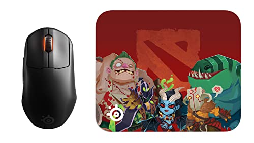 SteelSeries Prime Mini Wireless - Esports Leistung Kabellose Gaming-Maus - 100 Stunden Akkulaufzeit - Magnetisch-optische Schalter -  Mini-Formfaktor + QcK Mini Dota 2 / TI Gaming-Mauspad von SteelSeries