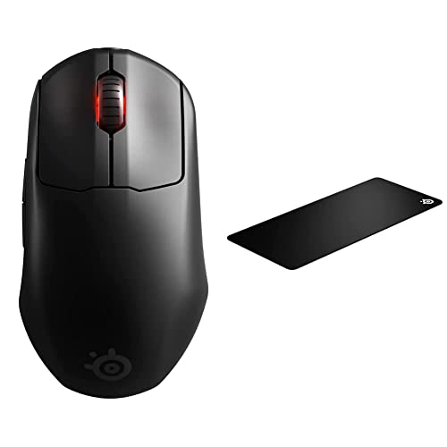 SteelSeries Prime Wireless - Esports Leistung Kabellose Gaming-Maus - 100 Stunden Akkulaufzeit - TrueMove Air Optical Sensor mit 18.000 CPI - Magnetisch & QcK XXL - Gaming-Mauspad - Schwarz von SteelSeries