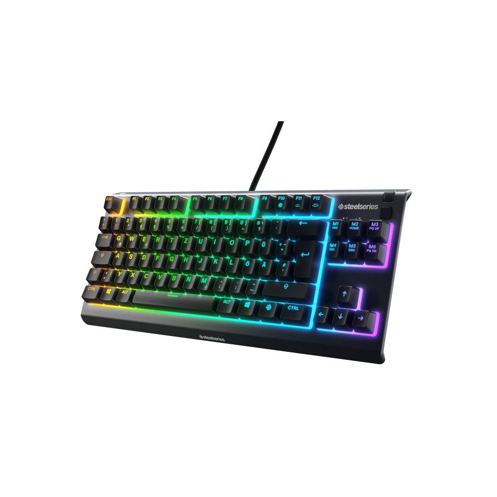 Steelseries Apex 3 TKL Gaming Tastatur - IP32-wasserresistent, kabelgebunden, 8-Zonen-RGB, QWERTZ-Layout, schwarz von SteelSeries