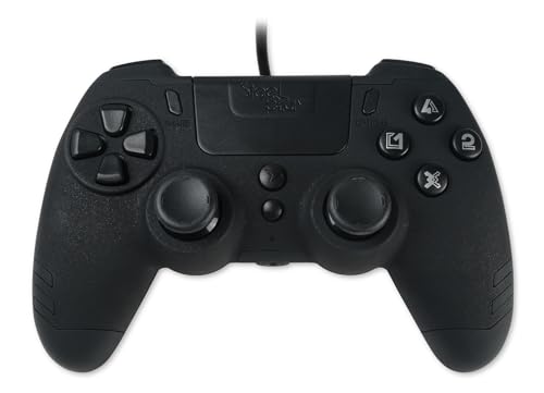 Steelplay, Metaltech, kabelgebundener Controller für Playstation 4, PS3 und PC, kabelgebundener Gaming-Controller mit Dual-Vibration-System, kabelgebundener Game-Controller Gamepad - Ebony Black von Steelplay