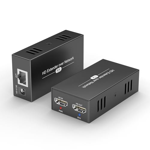 Steetek HDMI-Extender über IP, 150 m/492 ft 1080P bei 60 Hz über Cat5e/6/7/8 Kabel, 1-zu-Mehrfach-Transport über Ethernet Switch, HDMI-Ethernet-Extender mit lokalem Loopout, EDID RJ45 Plug & Play von Steetek