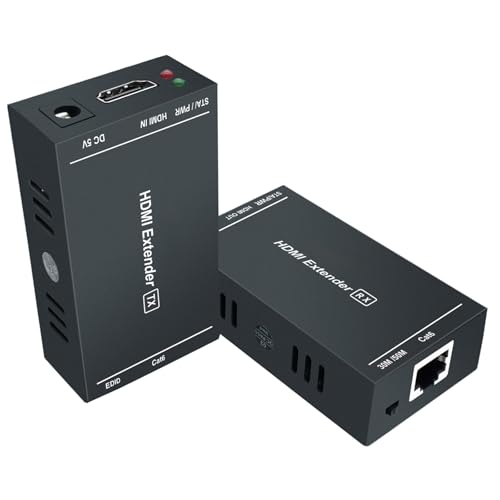 HDMI Extender Low Latency 165ft/40m, Over Single Cat5e/6 RJ45 Cable Full HD 1080P Support 3D EDID, Lossless Transmission Only One Power Supply Needed with Transmitter and Receiver HDMI Extender Low Latency 165ft/40m, Over Single Cat5e/6 RJ45 Cable Full HD 1080P Support 3D EDID, Lossless Transmission Only One Power Supply Needed with Transmitter and Receiver von Steetek