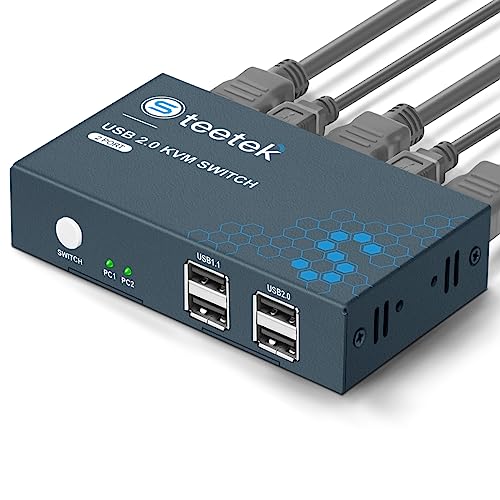 USB 2.0 KVM Switch HDMI 2 Port 4K@30Hz,HDMI1.4 KVM Switch for 2 Computers Share 1 Monitor and 4 USB 2.0 Devices Share Mouse Keyboard and Monitor,Plug-and-Play von Steetek