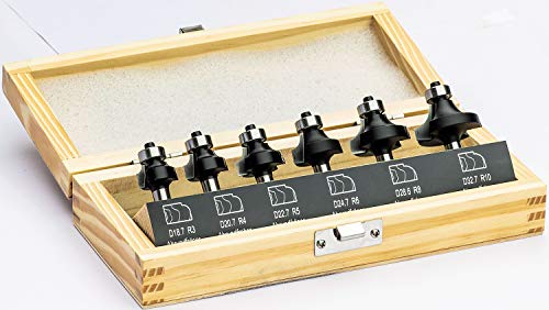 Stehle 6-tlg. HW Oberfräser Abrundfräser Set mit Anlaufllager R3,4,5,6,8,10mm - Schaft Ø 8mm von Stehle