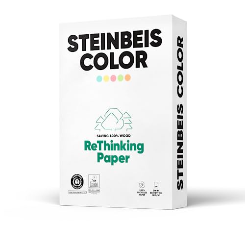 Steinbeis Color ReThinkingPaper Kopier-Papier DIN A4 Recycling-Papier 80 g/m², Drucker-Papier ISO 20494, Green, 5 x 500 Blatt C2601666080A von Steinbeis