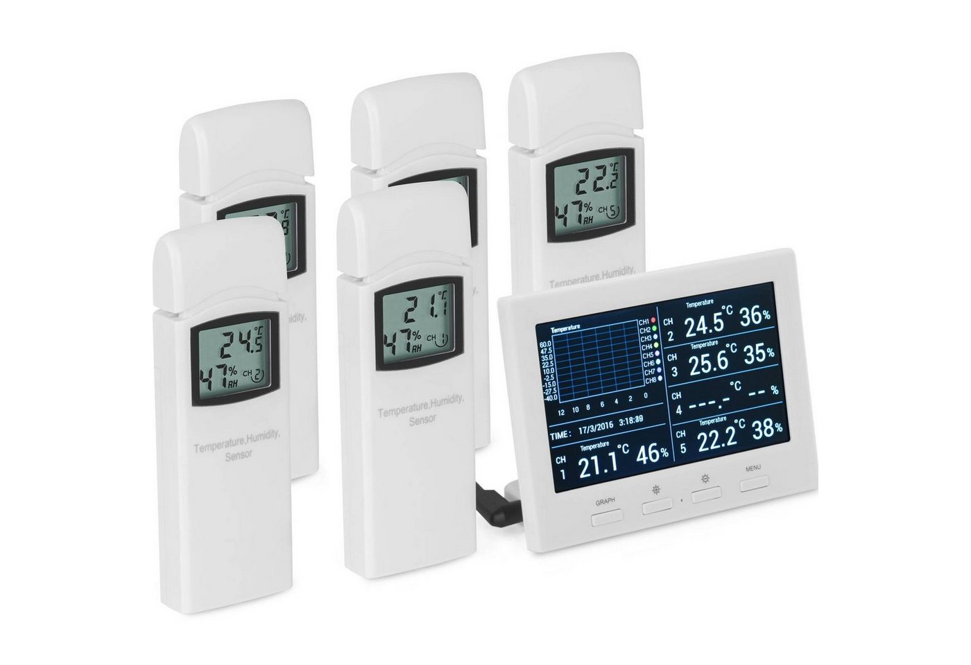 Steinberg Systems Raumklimastation Wetter Datenlogger Klimadatenlogger 8 Kanäle Wetterstation von Steinberg Systems