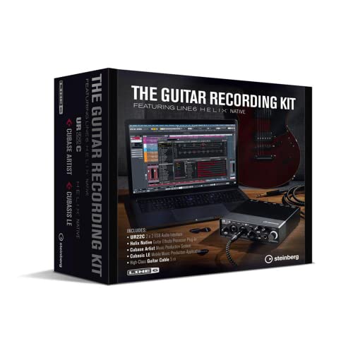 Steinberg Guitar Recording Kit (inkl. UR22C USB 3.0 Audio-Interface, Helix Native Guitar Plugin Suite, Cubase Artist Music Production System und High-End-Gitarrenkabel) von Steinberg