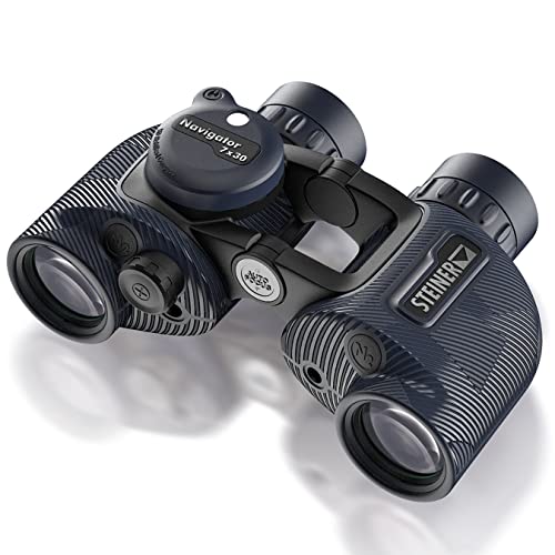 STEINER Marine-Fernglas Navigator 7x30c - HD-stabilisierter Kompass, deutsche Qualitätsoptik, Open-Bridge, 5m wasserdicht, kompakt, für spontane Segeltörns oder bei Landgang von Steiner