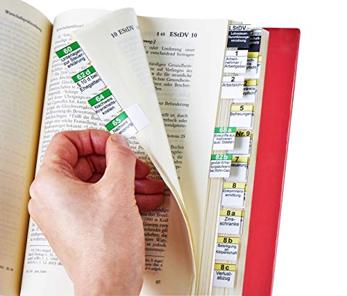 Griffregister | Gesamtpaket Steuern | selbstklebend | von Steinfacher | mind. 1.800 bedruckte Aufkleber | verschiedene Varianten | horizontales Schriftbild (1.500 Folien|fest|ohne Überschrift) von Steinfacher