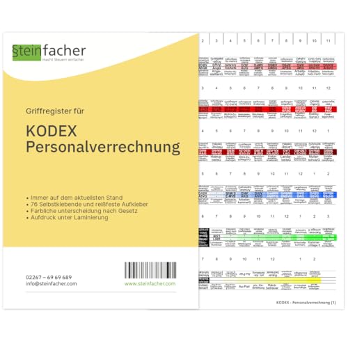 Steinfacher Griffregister Kodex PERSONALVERRECHNUNG von Steinfacher