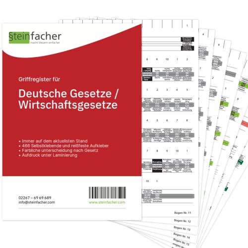 Steinfacher Griffregister für DEUTSCHE GESETZE/WIRTSCHAFTSGESETZE (MIT amtlichen Überschriften) von Steinfacher