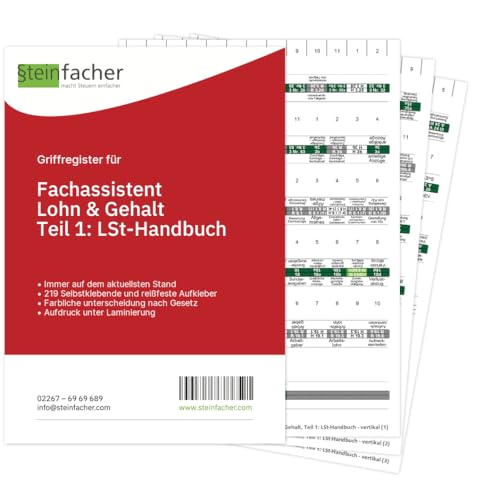 Steinfacher Griffregister für FACHASSISTENT LOHN & GEHALT, Teil 1: LSt-Handbuch (Lesart: horizontal) von Steinfacher