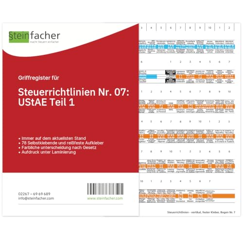 Steinfacher Griffregister für STEUERRICHTLINIEN Nr. 07: UStAE Teil 1 von Steinfacher