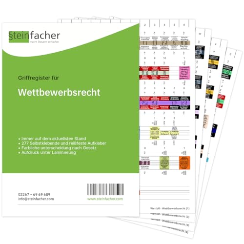 Steinfacher Griffregister für Wettbewerbsrecht (WettbR) von Steinfacher