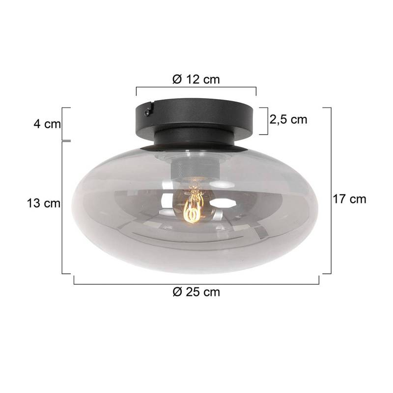 Deckenleuchte Reflexion, Ø 25 cm, Glas, schwarz/rauchgrau von Steinhauer