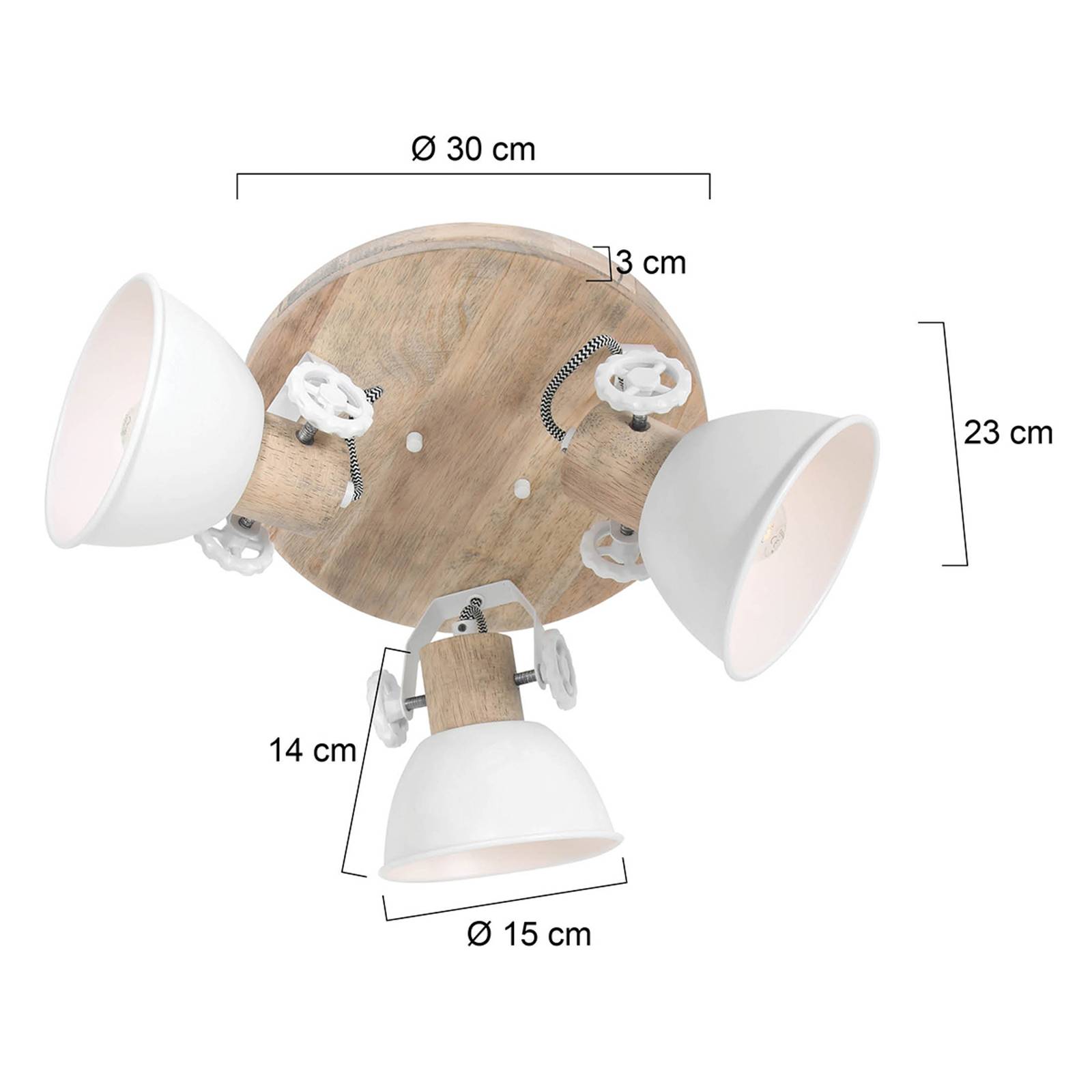 Deckenspot Gearwood, 3-flammig, rund, weiß von Steinhauer