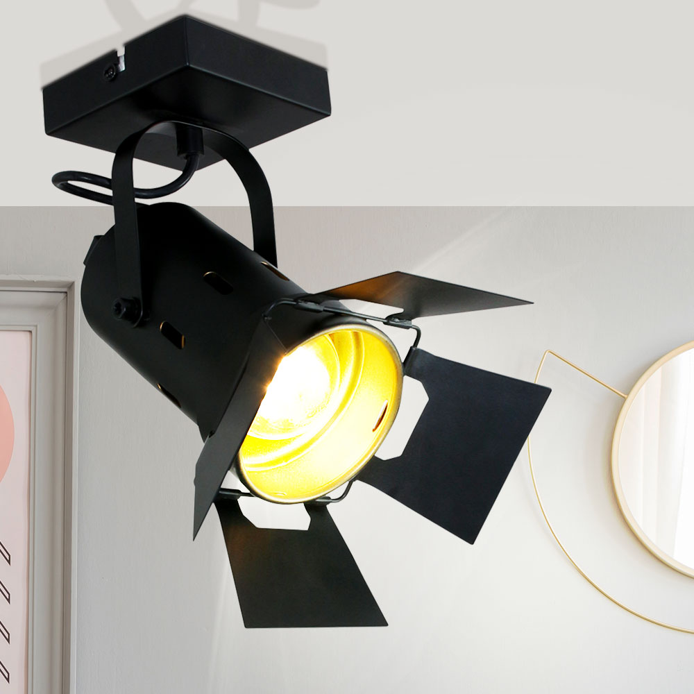 Deckenstrahler, Spot Studio Lampe, schwarz-gold, Höhe 22 cm von Steinhauer