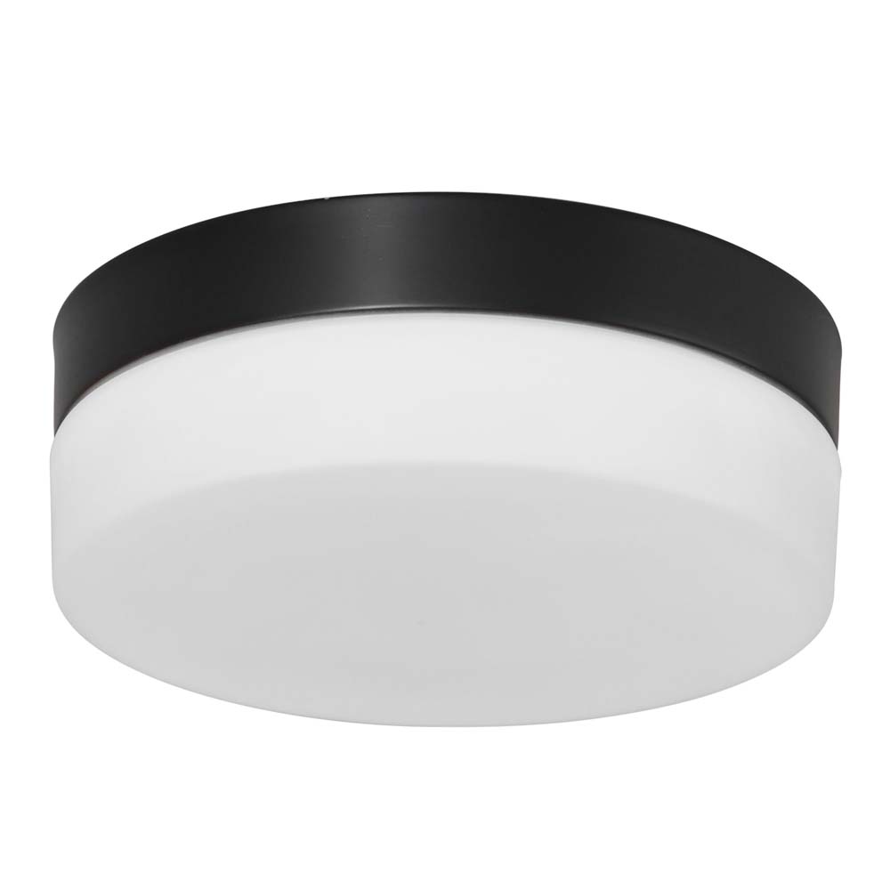 LED Deckenleuchte, Metall schwarz, Glas weiß, D 30 cm von Steinhauer