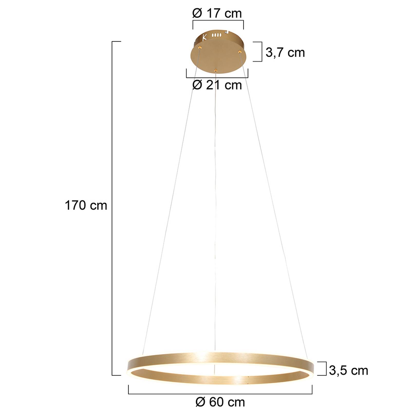 LED-Hängeleuchte Ringlux, Ø 60 cm, 2-flammig, gold von Steinhauer