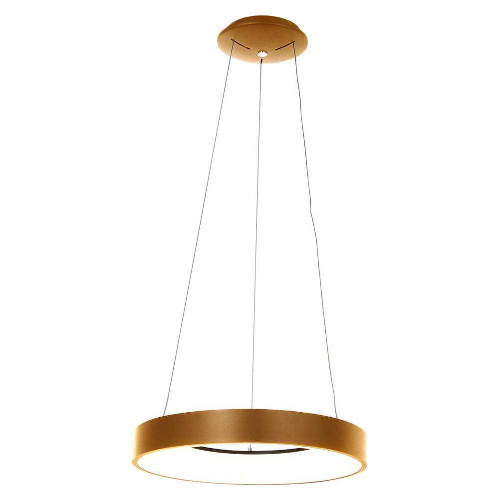 LED Pendelleuchte, Metall gold, Ring Design, H 160 cm von Steinhauer