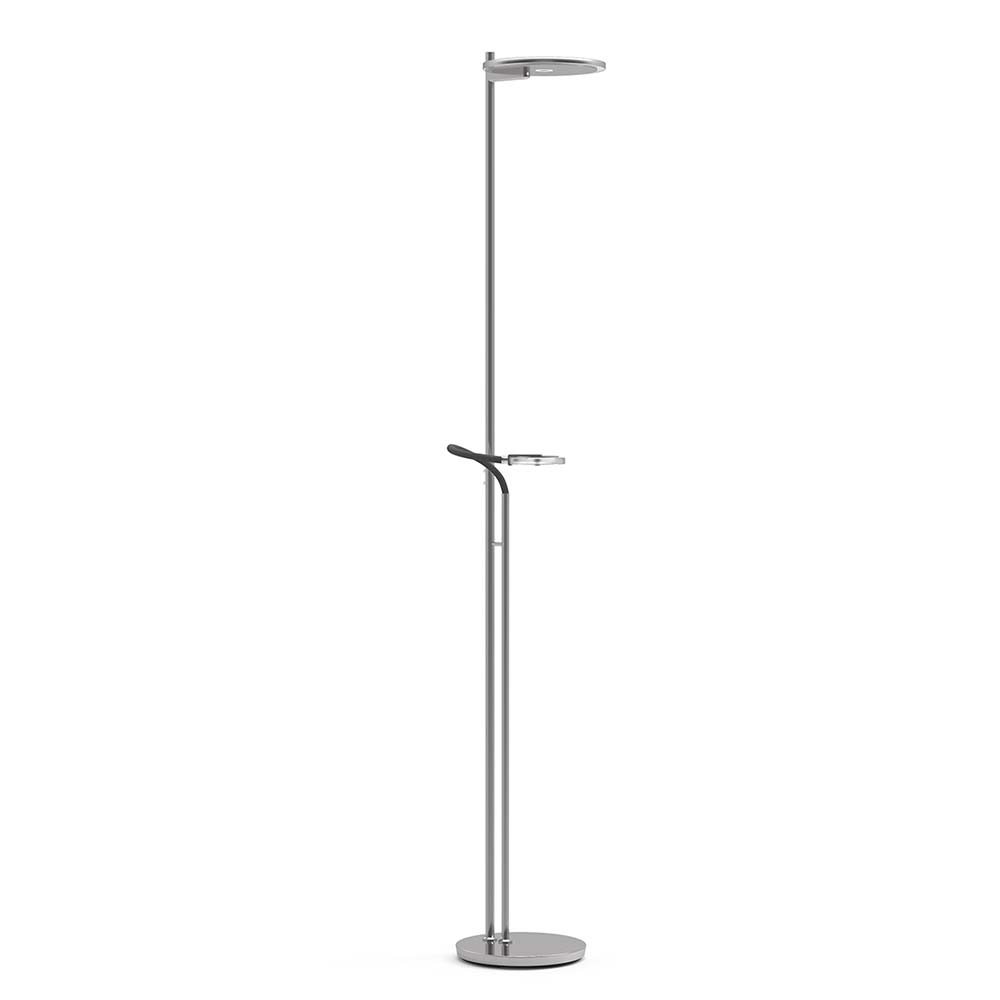 LED Stehlampe, Metall Glas, silber, Touchdimmer, H 187 cm von Steinhauer