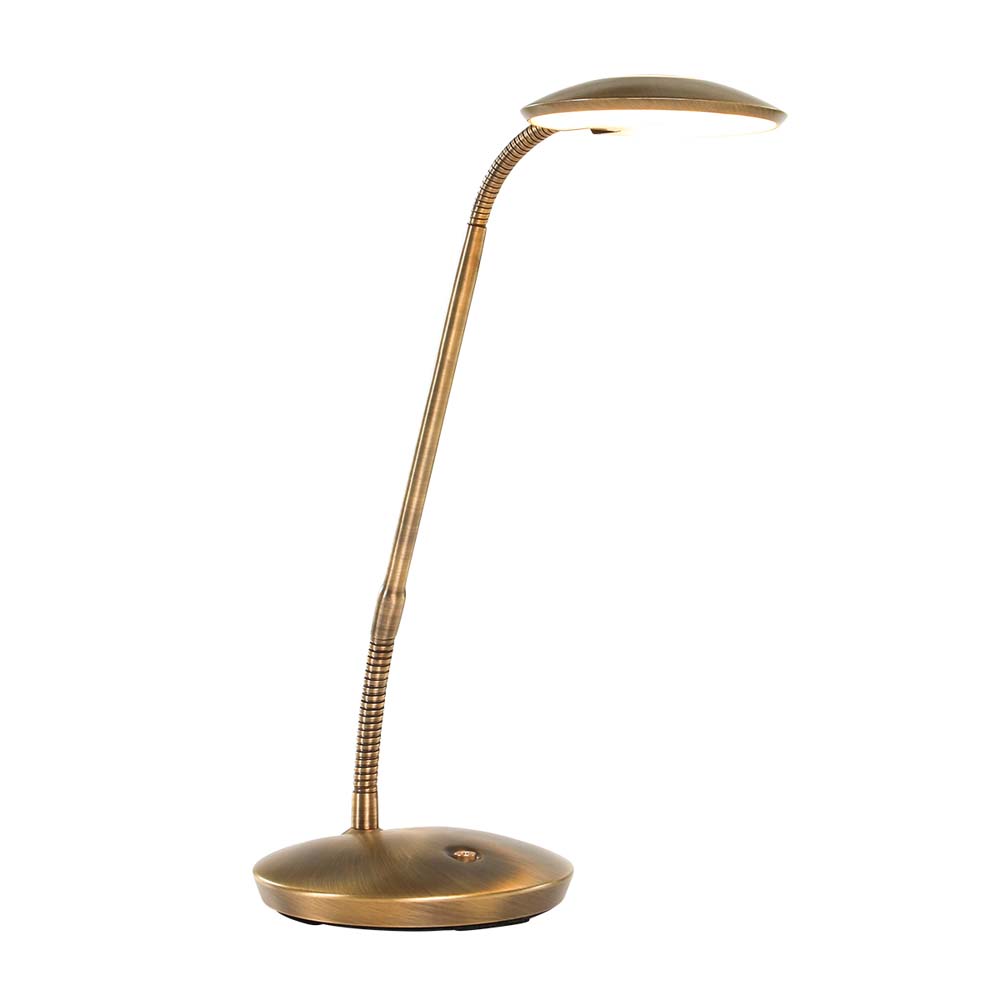 LED Tischleuchte, Pushdimmer, Lesearm, Bronze, H 25 cm von Steinhauer