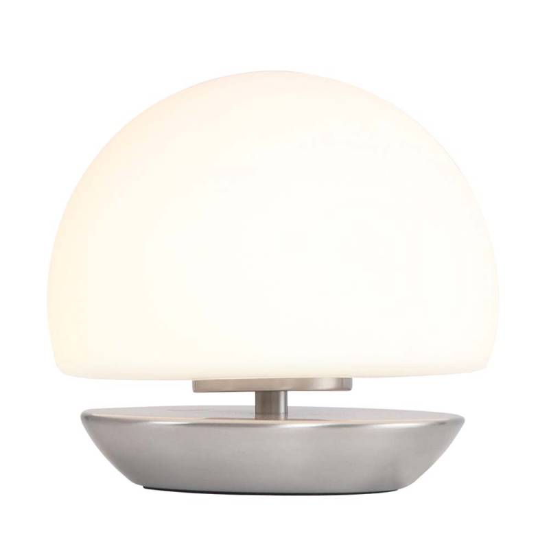 LED Tischleuchte, Touchdimmer, Glas weiß, silber, H 16,5 cm von Steinhauer