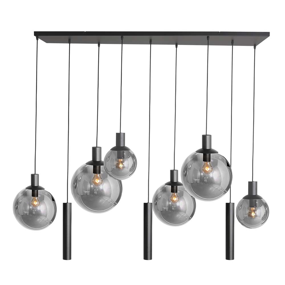 Pendelleuchte, Metall, Glas, Schwarz, LED Spots, L 140 cm von Steinhauer
